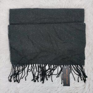 New Stewart of Scotland Herringbone Fringe Hem Scarves Scarf OS Women Black